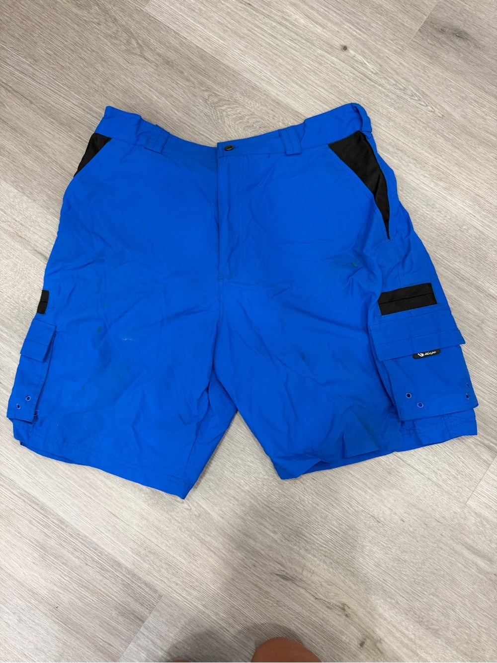 Men's Bright Blue Cargo Shorts with Black Pocket Accents